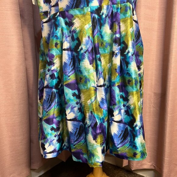 NWT Kim Rogers Women Plus  24W Water Color Sleeveless Dress Midi Career Event - Picture 7 of 16